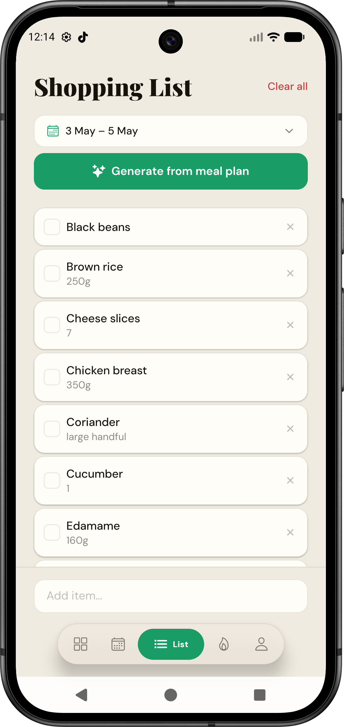 Suppd shopping list